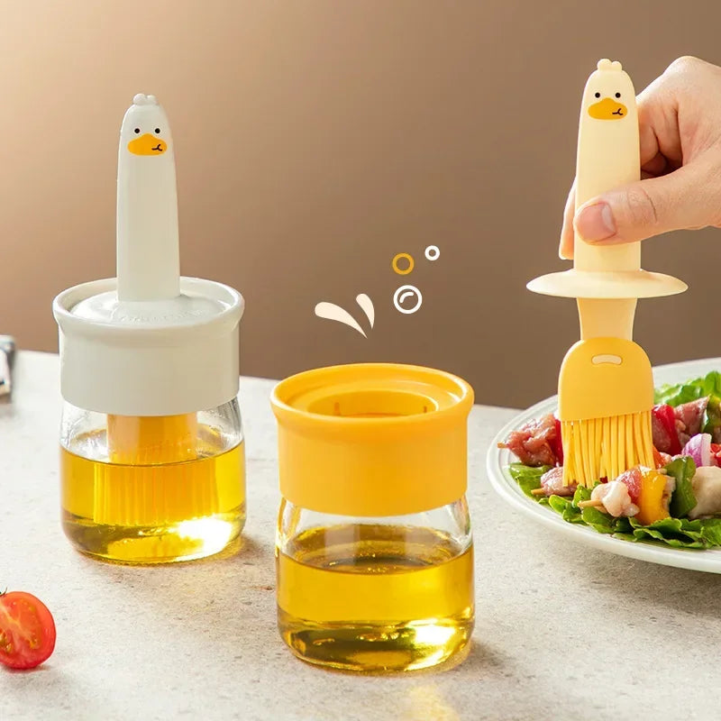 Silicone Bottle Kitchen Pancake Baking Silicone Brush Heat-resistant Glass Oil Brush Bottle Bread